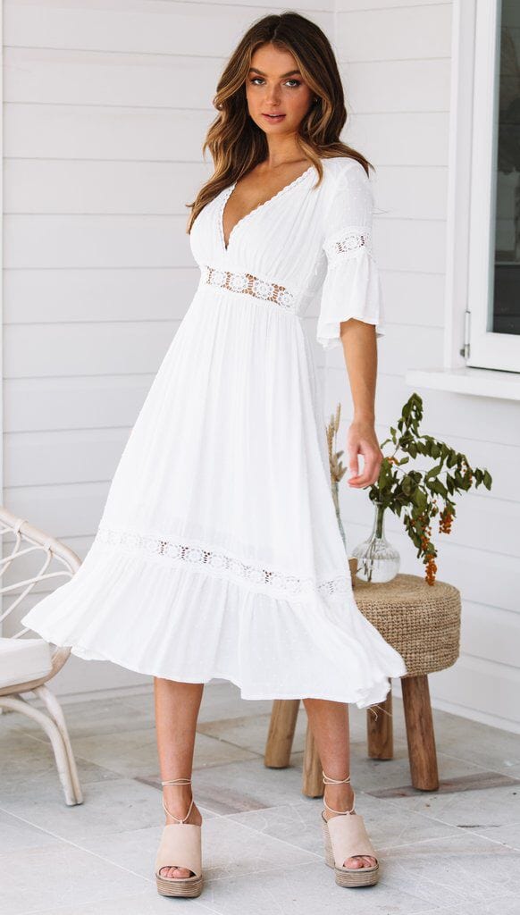Plunge Neck Lace Dress