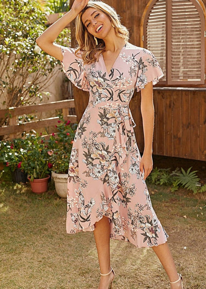 Print Flutter Sleeve Dress