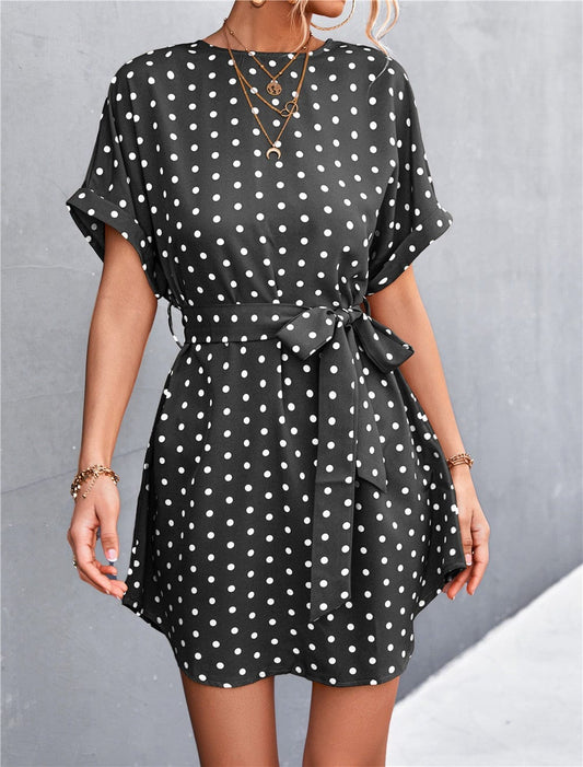 Polka Rounded Hem Dress
