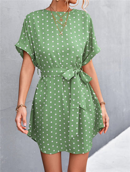 Polka Rounded Hem Dress