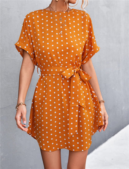Polka Rounded Hem Dress