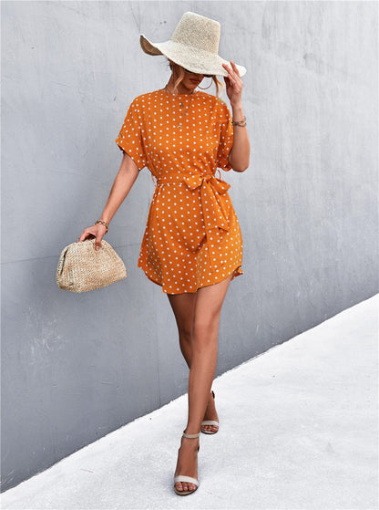 Polka Rounded Hem Dress