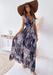Plunge Neck Leaf Dress