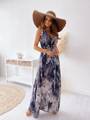 Plunge Neck Leaf Dress