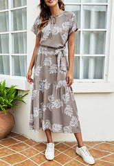 Tie Neck Leaf Dress