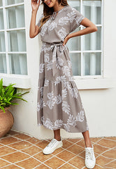Tie Neck Leaf Dress