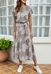 Tie Neck Leaf Dress