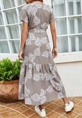Tie Neck Leaf Dress
