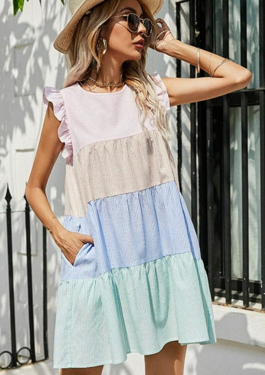 Color Block Tiered Dress