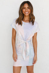 Tie Waist Printed Dress