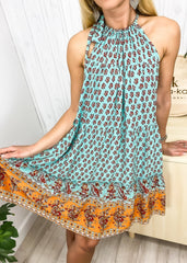 Halter Boho Paisley Tunic Dress