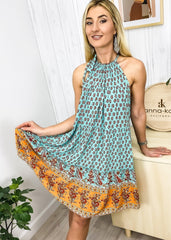 Halter Boho Paisley Tunic Dress