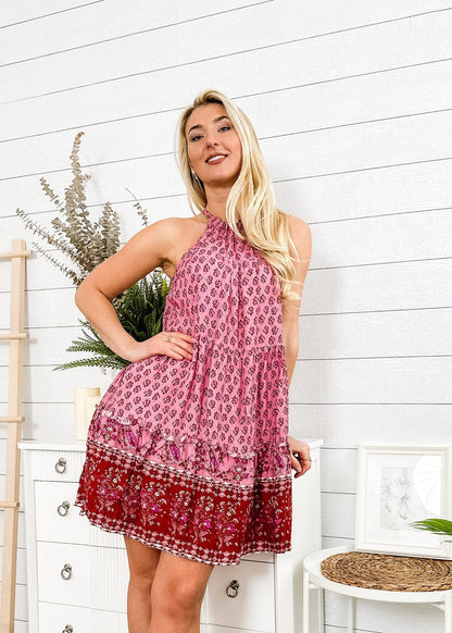 Halter Boho Paisley Tunic Dress