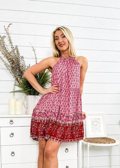Halter Boho Paisley Tunic Dress