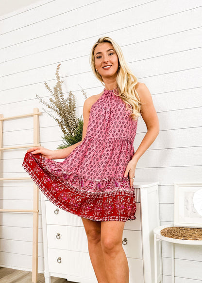 Halter Boho Paisley Tunic Dress