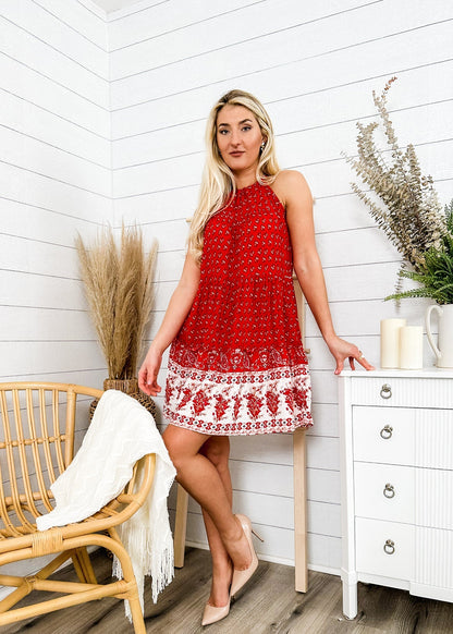 Halter Boho Paisley Tunic Dress