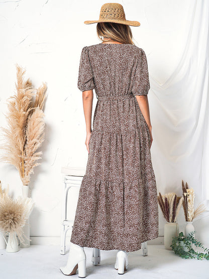 Puff Sleeve Wrap Dress