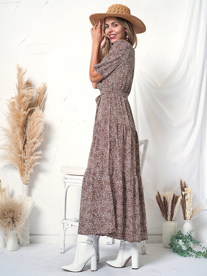 Puff Sleeve Wrap Dress