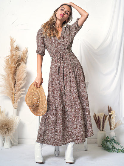 Puff Sleeve Wrap Dress
