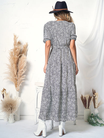 Puff Sleeve Wrap Dress