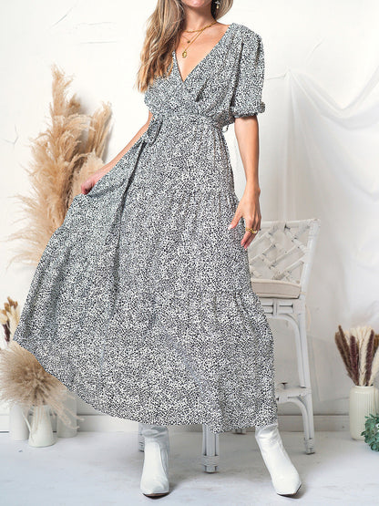 Puff Sleeve Wrap Dress
