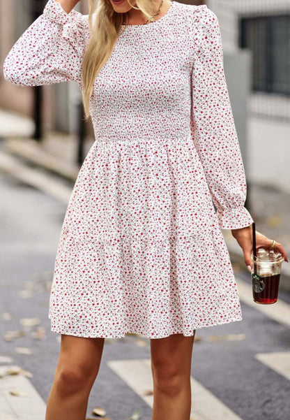 Smocked Chest Long Floral Dress