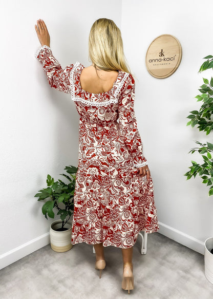 Crochet Trim Ruffle Dress