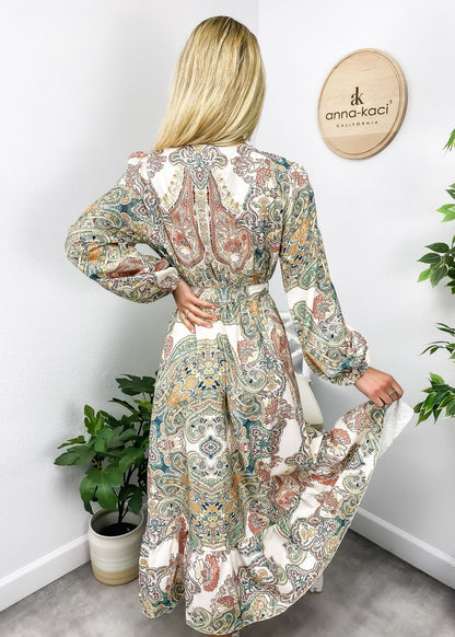 Multicolor Paisley Wrap Dress