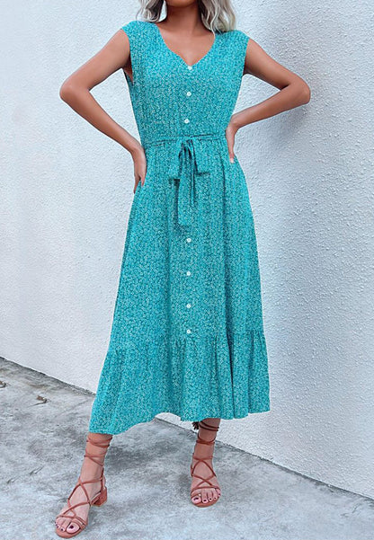 Bold Button Tie Dress