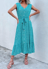 Bold Button Tie Dress