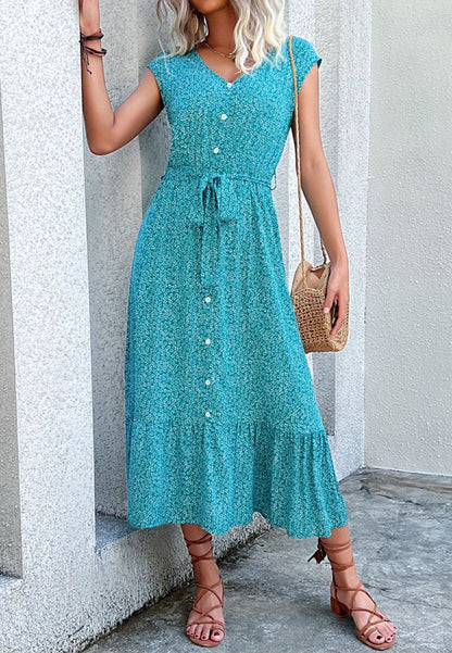 Bold Button Tie Dress