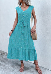 Bold Button Tie Dress