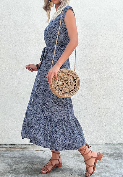 Bold Button Tie Dress