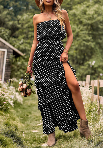 Dot Ruffle Maxi Dress