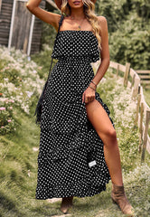 Dot Ruffle Maxi Dress