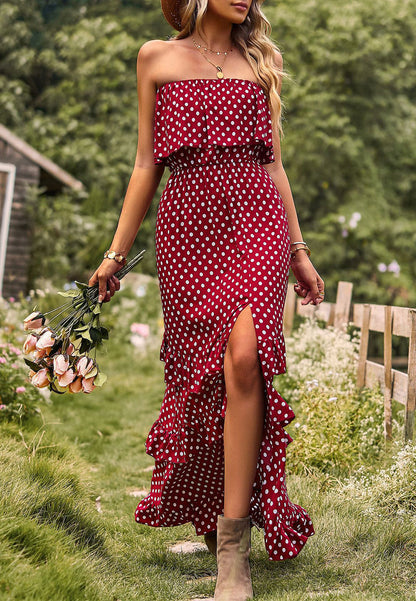 Dot Ruffle Maxi Dress