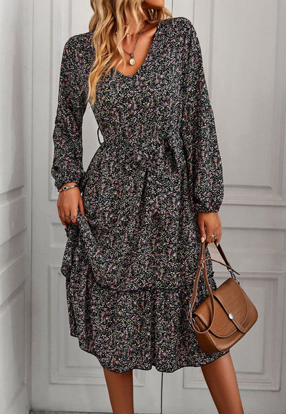 Floral Print Long Midi Dress
