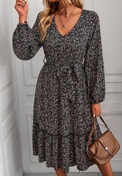 Floral Print Long Midi Dress