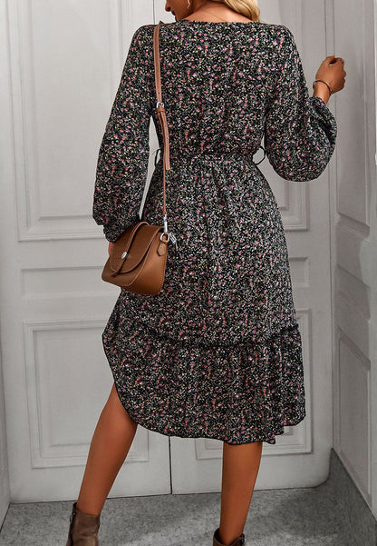 Floral Print Long Midi Dress