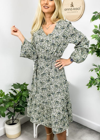 Floral Print Long Midi Dress