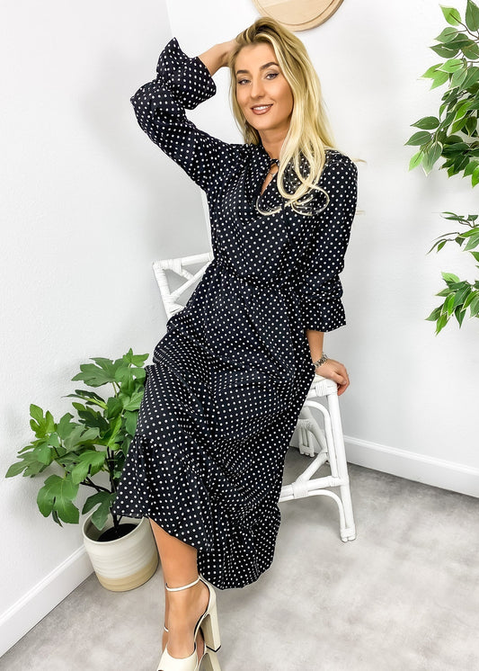 Tie Polka Dot Print Dress