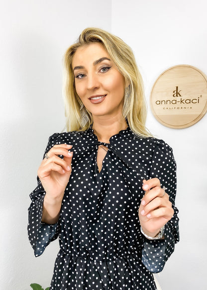 Tie Polka Dot Print Dress