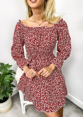 Ditsy Floral Off-Shoulder Dress