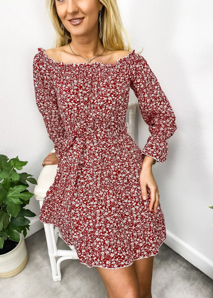 Ditsy Floral Off-Shoulder Dress