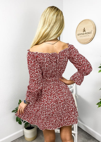 Ditsy Floral Off-Shoulder Dress