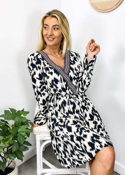 Bold Trim Abstract Dress