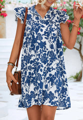 Tie Neck Ruffle Sleeve Dress