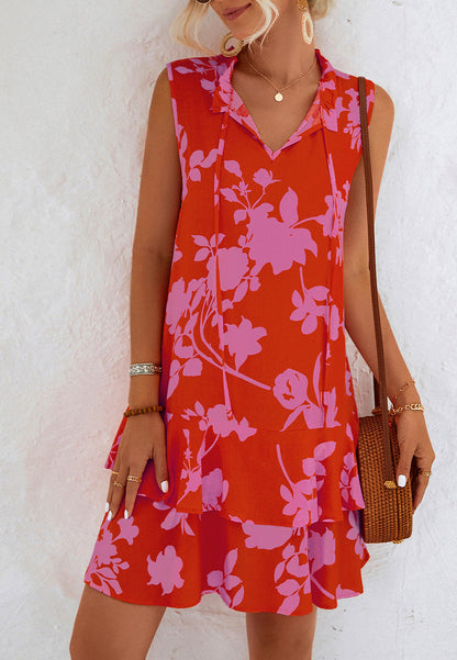 Tone Floral Ruffle Dress
