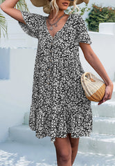 Ditsy Floral Flutter Sleeve Dress