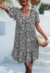 Ditsy Floral Flutter Sleeve Dress